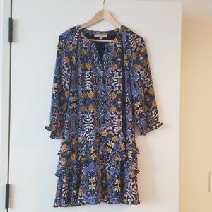 Loft tiered-skirt print dress (size small)